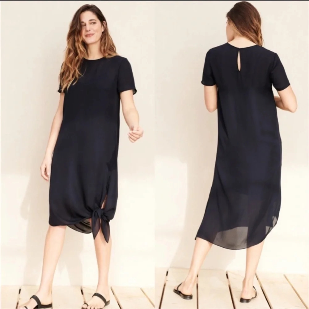 New Jenni Kayne Silk Tie Slip Dress Dark Navy NWT Designer Classic Women’s XS